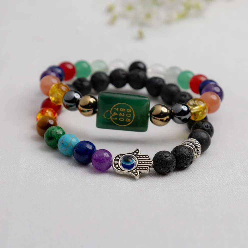 Business Success and Growth Bracelet & Seven Chakra with Lava Stone - Abhimantrit & Certified